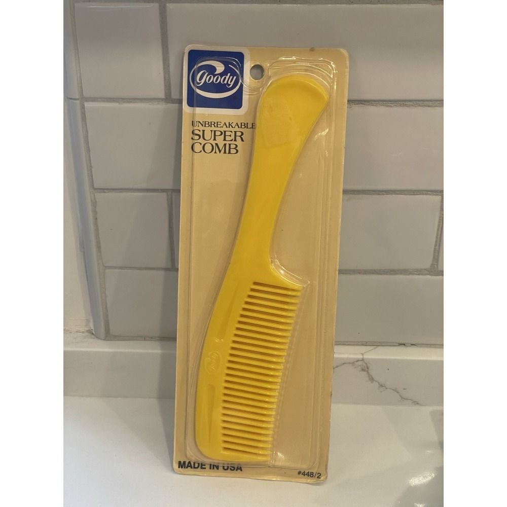 Vintage Goody Unbreakable Super Comb Yellow Plastic Wet Dry 1982 New Sealed